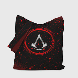 Сумка-шоппер Символ Assassins Creed и краска вокруг на темном ф