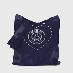 Сумка-шоппер Лого PSG в сердечке на фоне мячей