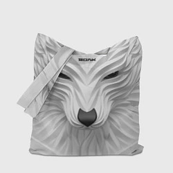 Сумка-шопер Волк белый - с надписью, цвет: 3D-принт