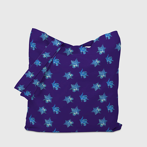Сумка-шоппер Цветы Фиолето-Белые Гибискус На Синем Фоне / 3D-принт – фото 1