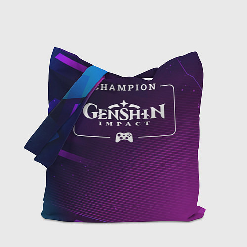 Сумка-шоппер Genshin Impact Gaming Champion: рамка с лого и джо / 3D-принт – фото 1