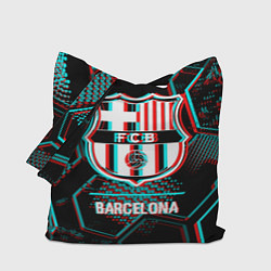 Сумка-шоппер Barcelona FC в стиле Glitch на темном фоне