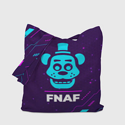 Сумка-шоппер Символ FNAF в неоновых цветах на темном фоне