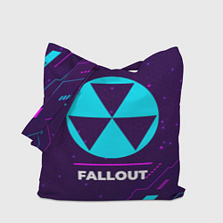 Сумка-шоппер Символ Fallout в неоновых цветах на темном фоне