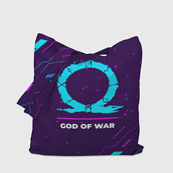 Сумка-шоппер Символ God of War в неоновых цветах на темном фоне