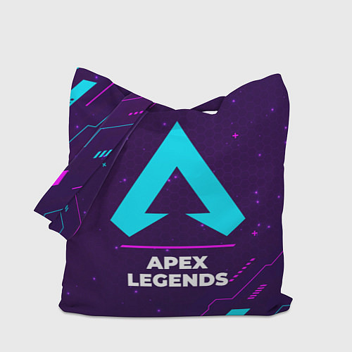 Сумка-шоппер Символ Apex Legends в неоновых цветах на темном фо / 3D-принт – фото 1