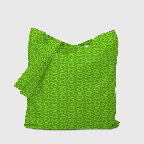 Сумка-шоппер Зеленые волнистые узоры / 3D-принт – фото 1
