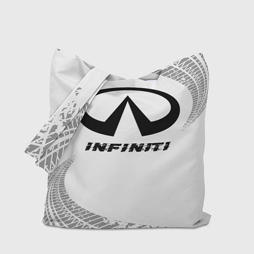 Сумка-шоппер Infiniti Speed на светлом фоне со следами шин / 3D-принт – фото 1