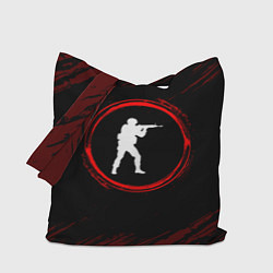 Сумка-шоппер Символ Counter Strike и краска вокруг на темном фо