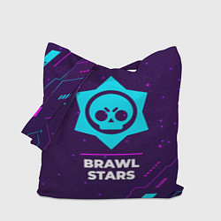 Сумка-шопер Символ Brawl Stars в неоновых цветах на темном фон, цвет: 3D-принт