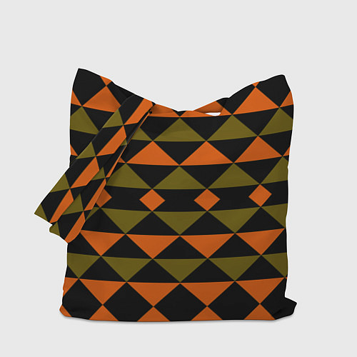 Сумка-шоппер Геометрический узор черно-оранжевые фигуры / 3D-принт – фото 1