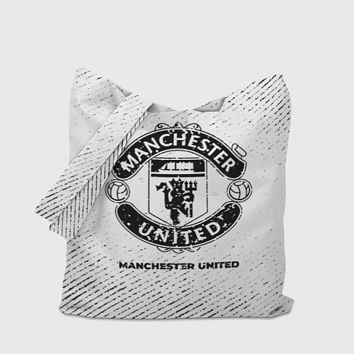 Сумка-шоппер Manchester United с потертостями на светлом фоне / 3D-принт – фото 1