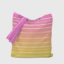 Сумка-шоппер Белые полосы на розовом и желтом градиенте