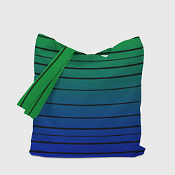 Сумка-шоппер Черные полосы на синем, зеленом градиенте