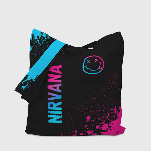 Сумка-шоппер Nirvana - neon gradient: символ и надпись вертикал / 3D-принт – фото 1