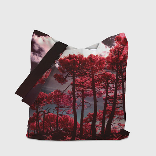 Сумка-шоппер Абстрактные красные деревья и облака / 3D-принт – фото 1