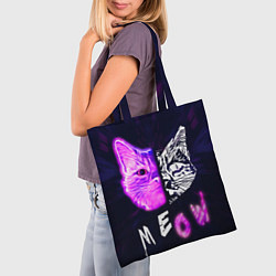 Сумка-шопер Stray - светящийся киберпанк кот, цвет: 3D-принт — фото 2