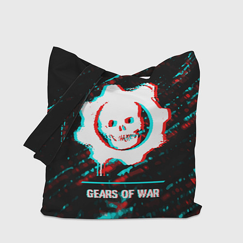 Сумка-шоппер Gears of War в стиле glitch и баги графики на темн / 3D-принт – фото 1