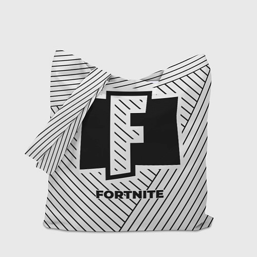 Сумка-шоппер Символ Fortnite на светлом фоне с полосами / 3D-принт – фото 1