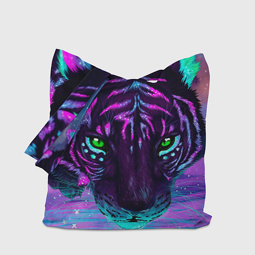 Сумка-шоппер Светящийся неоновый тигр / 3D-принт – фото 1