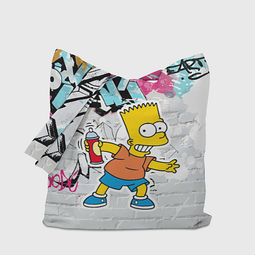 Сумка-шоппер Барт Симпсон на фоне стены с граффити / 3D-принт – фото 1