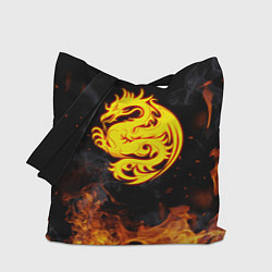 Сумка-шопер Огнедышащий дракон и пламя, цвет: 3D-принт
