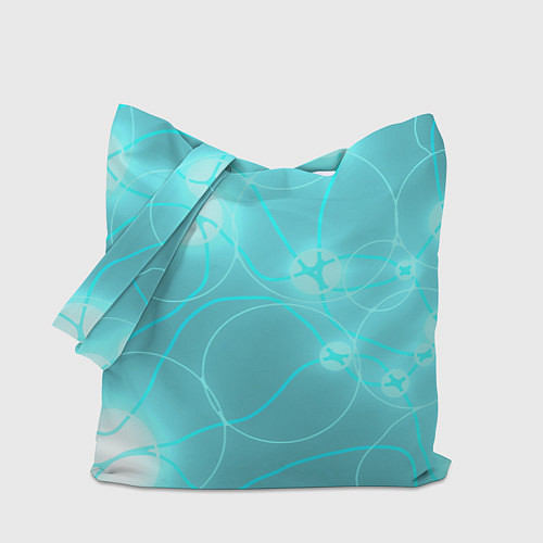 Сумка-шоппер Голубая неоновая абстрактная геометрия / 3D-принт – фото 1