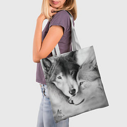 Сумка-шопер Love: Волк и волчица, цвет: 3D-принт — фото 2