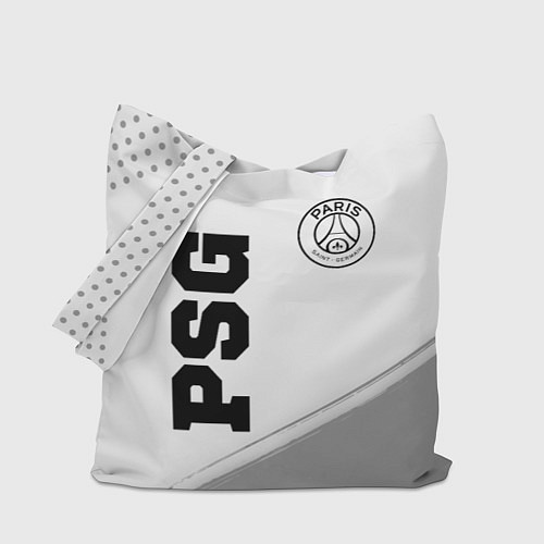 Сумка-шоппер PSG sport на светлом фоне: символ и надпись вертик / 3D-принт – фото 1