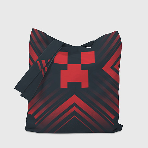 Сумка-шоппер Красный символ Minecraft на темном фоне со стрелка / 3D-принт – фото 1