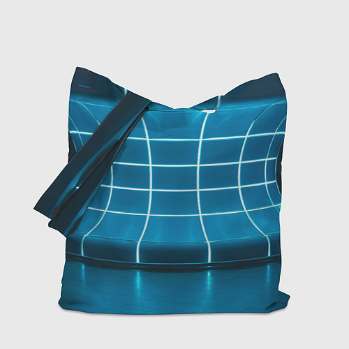 Сумка-шоппер Абстрактная панель неоновых голубых фонарей / 3D-принт – фото 1