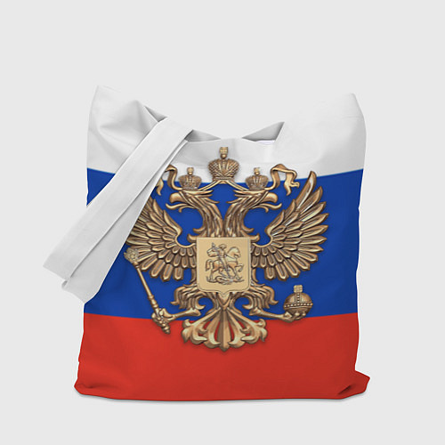 Сумка-шоппер Герб России на фоне флага / 3D-принт – фото 1