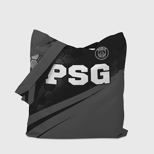 Сумка-шоппер PSG sport на темном фоне: символ сверху / 3D-принт – фото 1