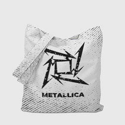 Сумка-шопер Metallica с потертостями на светлом фоне, цвет: 3D-принт