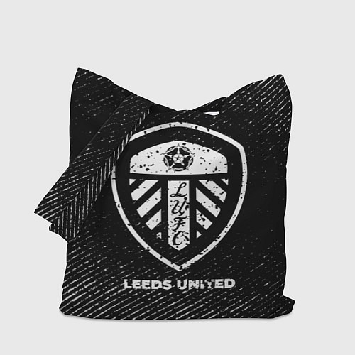 Сумка-шоппер Leeds United с потертостями на темном фоне / 3D-принт – фото 1