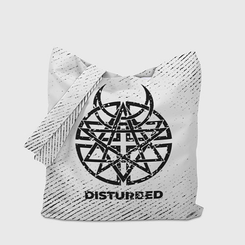 Сумка-шоппер Disturbed с потертостями на светлом фоне / 3D-принт – фото 1