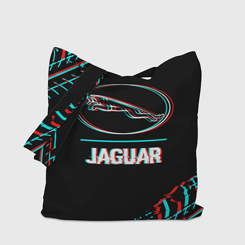 Сумка-шоппер Значок Jaguar в стиле glitch на темном фоне / 3D-принт – фото 1