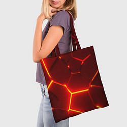 Сумка-шопер Красные неоновые геометрические плиты, цвет: 3D-принт — фото 2