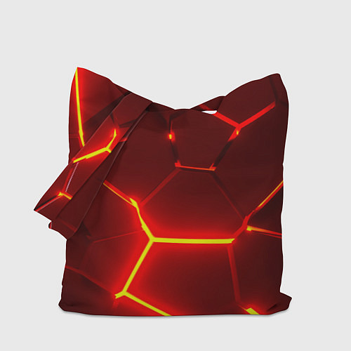 Сумка-шоппер Красные неоновые геометрические плиты / 3D-принт – фото 1