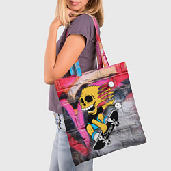 Сумка-шопер Скейтер Барт Симпсон на фоне стены с граффити, цвет: 3D-принт — фото 2