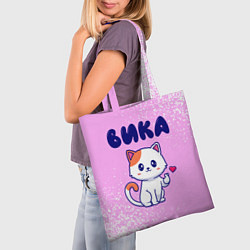 Сумка-шопер Вика кошечка с сердечком, цвет: 3D-принт — фото 2