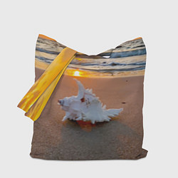 Сумка-шопер Ракушка на песочном берегу тихого океана, цвет: 3D-принт