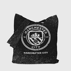 Сумка-шопер Manchester City с потертостями на темном фоне, цвет: 3D-принт