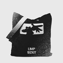 Сумка-шопер Limp Bizkit glitch на темном фоне: символ, надпись, цвет: 3D-принт