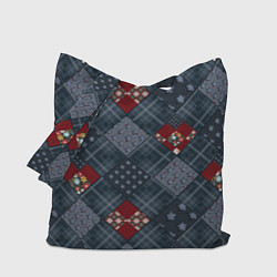 Сумка-шоппер Red and blue denim patchwork
