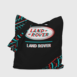Сумка-шопер Значок Land Rover в стиле glitch на темном фоне, цвет: 3D-принт