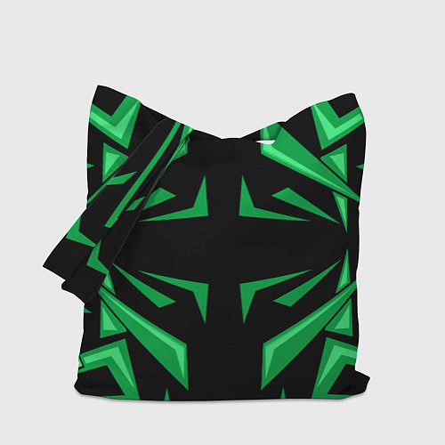 Сумка-шоппер Фигуры зеленого цвета на черном фоне geometry / 3D-принт – фото 1