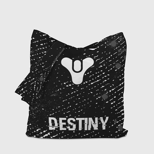 Сумка-шоппер Destiny glitch на темном фоне: символ, надпись / 3D-принт – фото 1