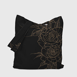 Сумка-шоппер Элегантные розы на черном фоне