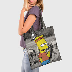Сумка-шопер Барт Симпсон - начинающий индеец, цвет: 3D-принт — фото 2
